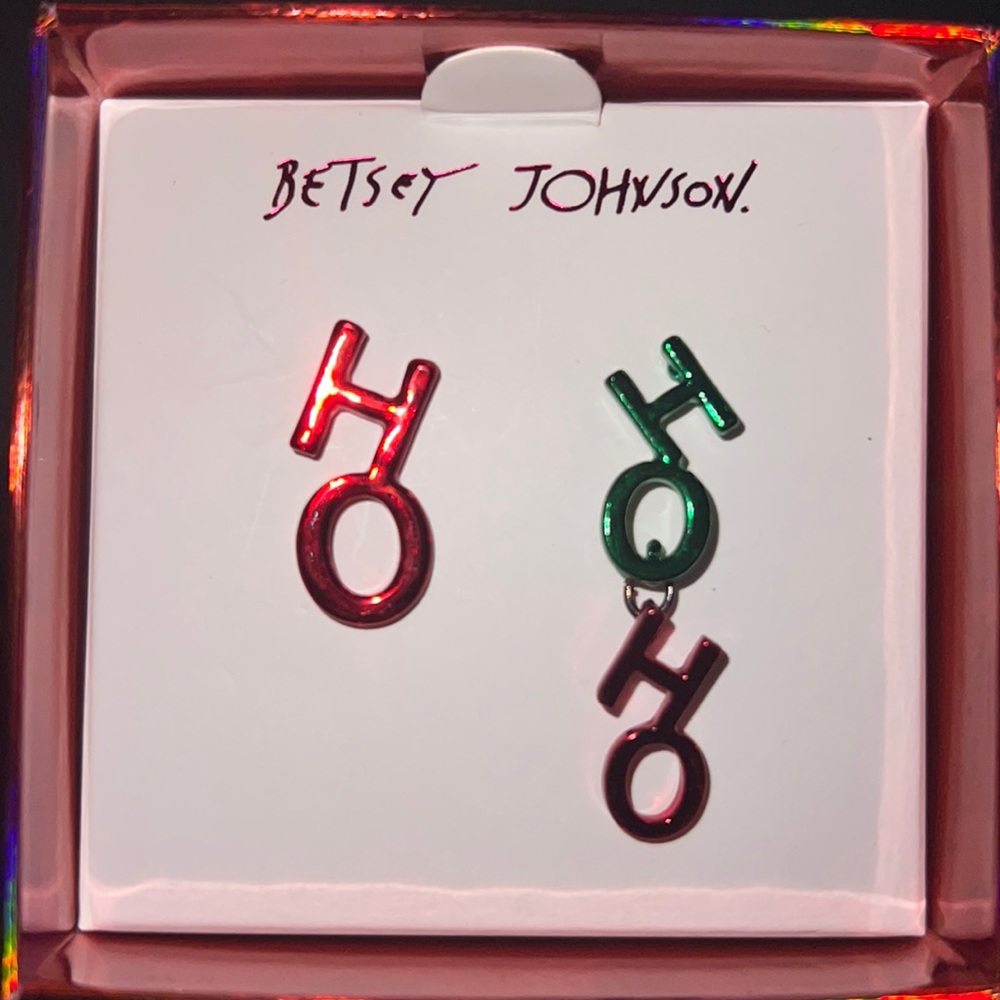 Betsey Johnson  Christmas Ho Ho Ho Earrings New In Box